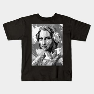 Mona Lisa Modern Culture Black and White Kids T-Shirt